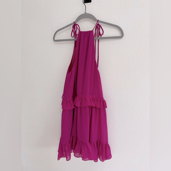 Lulu’s Tie-Strap Tiered Dress in Magenta, Size Small - like new! - Picture 5 of 7